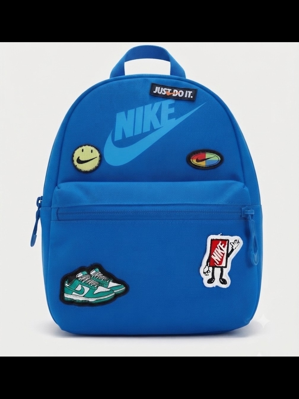 Nike Kids Blue Backpack with Multicolor Patches